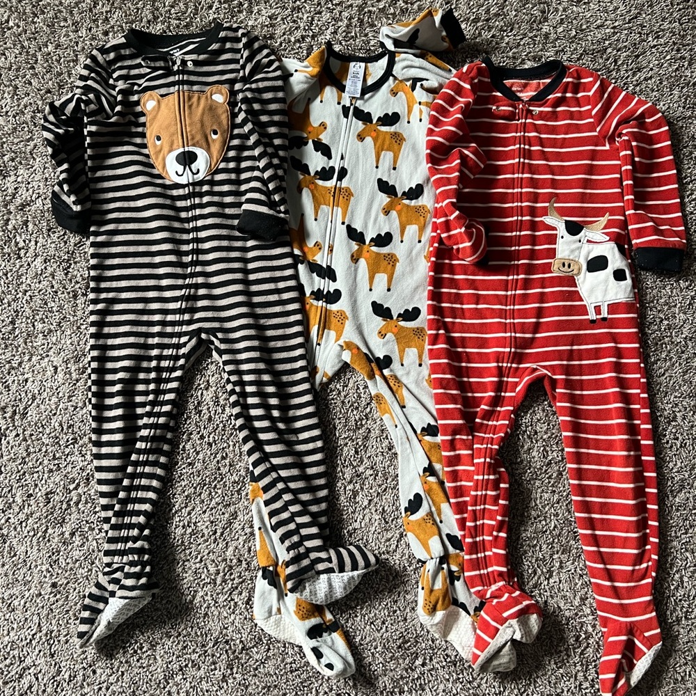 THREE Footie Pajamas